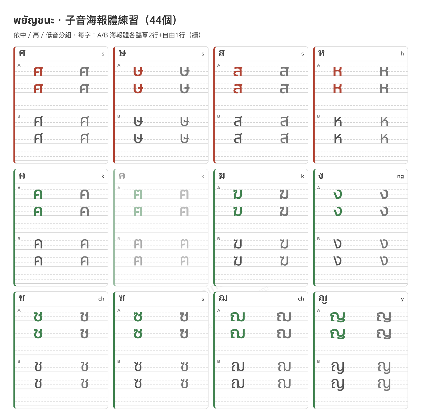 全字母臨摹練習
